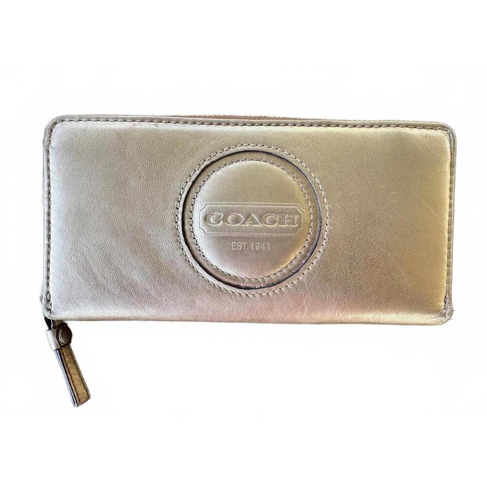 Coach Metalic Gold Leather Zip-Around Wallet